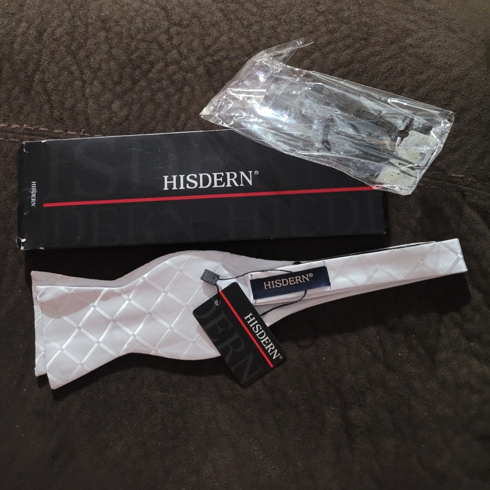 NEW Hisdern Bow Tie~White~Dressy~Formal